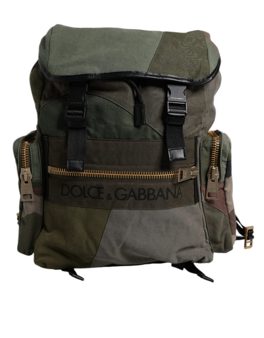 Dolce & Gabbana Military Green Patchwork Travel Backpack Bag - ClickThatClicks 