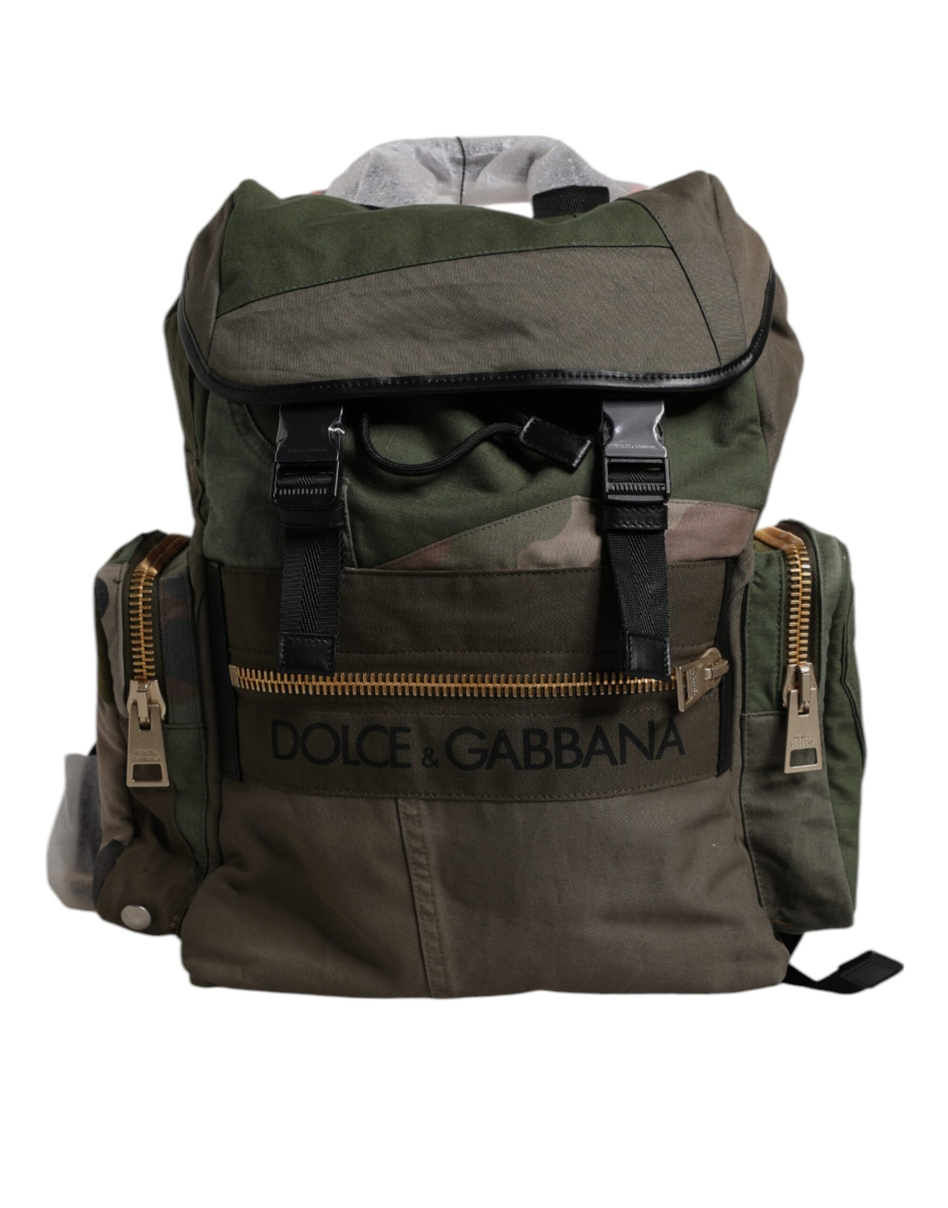 Dolce & Gabbana Military Green Patchwork Travel Backpack Bag - ClickThatClicks 