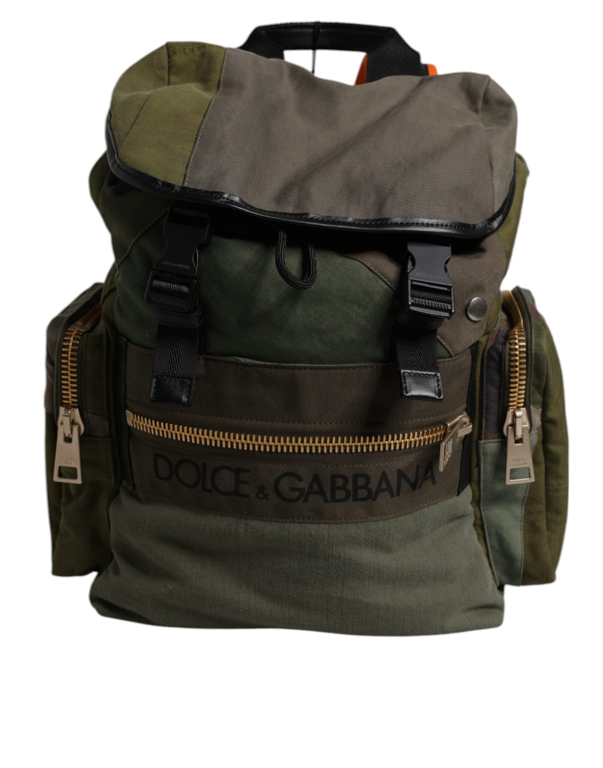 Dolce & Gabbana Military Green Patchwork Travel Backpack Bag - ClickThatClicks 