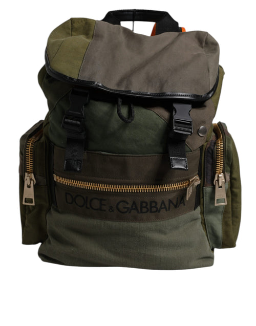Dolce & Gabbana Military Green Patchwork Travel Backpack Bag - ClickThatClicks 