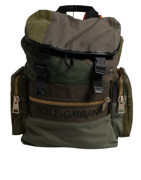 Dolce & Gabbana Military Green Patchwork Travel Backpack Bag - ClickThatClicks 