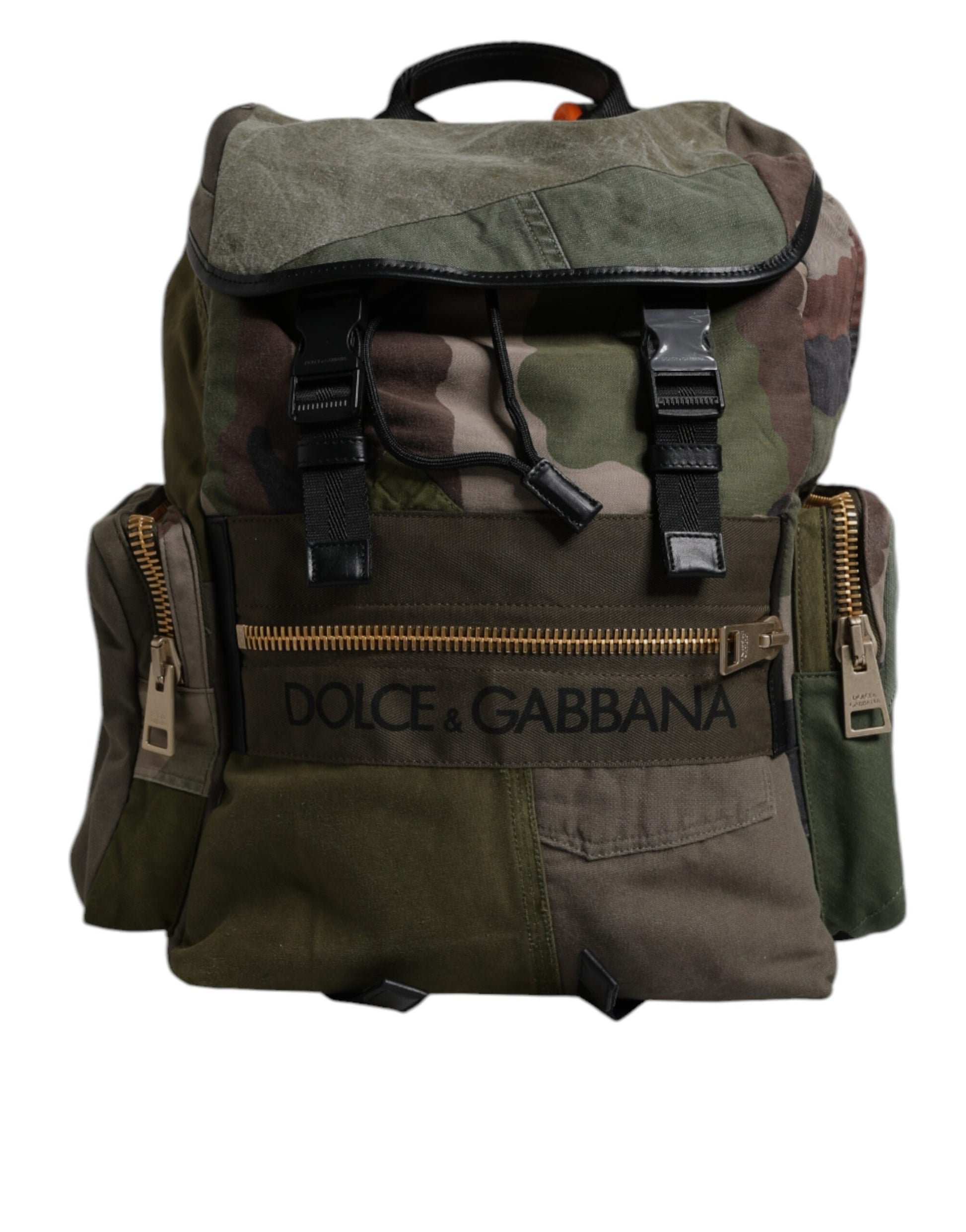 Dolce & Gabbana Military Green Patchwork School Backpack Bag - ClickThatClicks 