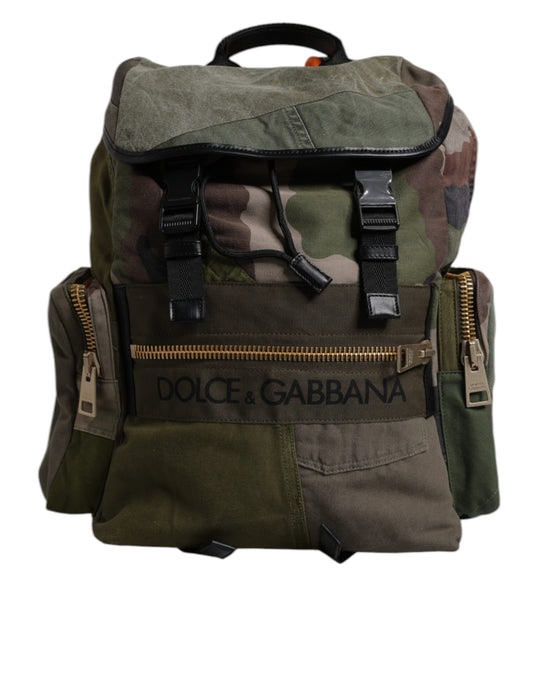 Dolce & Gabbana Military Green Patchwork School Backpack Bag - ClickThatClicks 