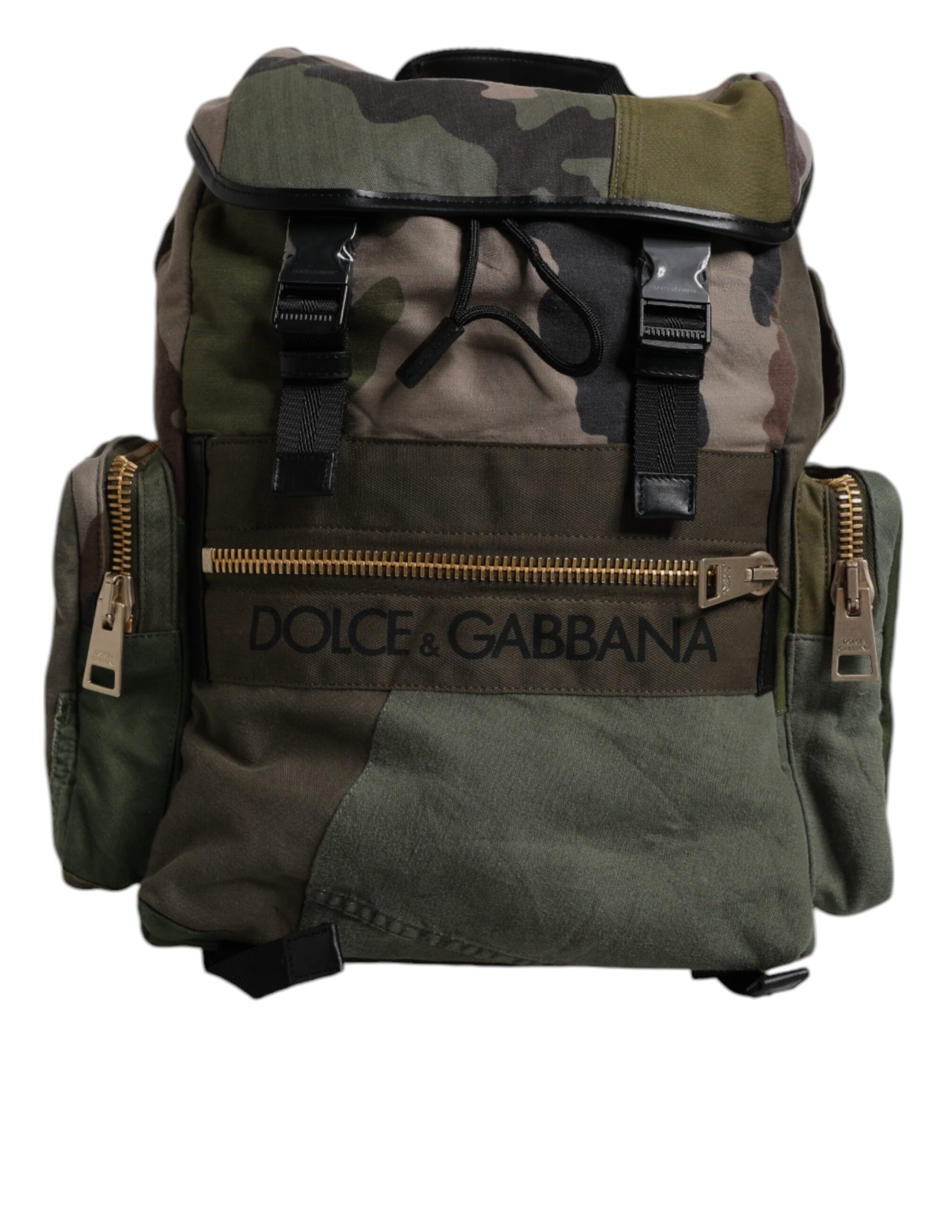 Dolce & Gabbana Military Green Patchwork Travel Backpack Bag - ClickThatClicks 
