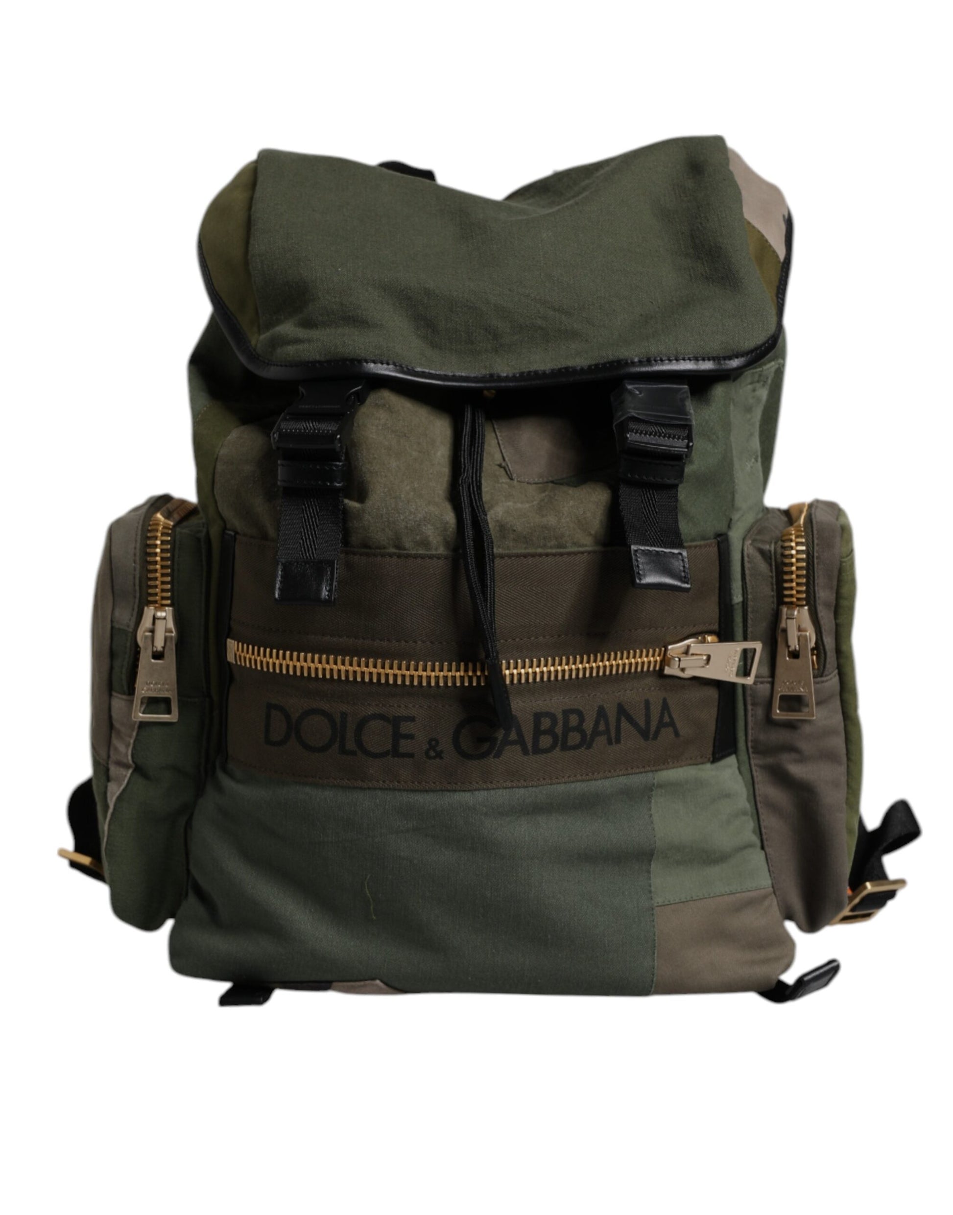 Dolce & Gabbana Military Green Patchwork School Backpack Bag - ClickThatClicks 