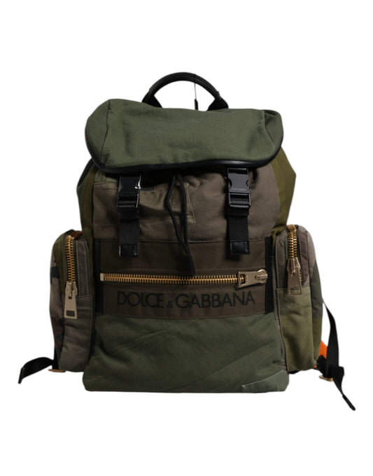 Dolce & Gabbana Military Green Patchwork Travel Backpack Bag - ClickThatClicks 
