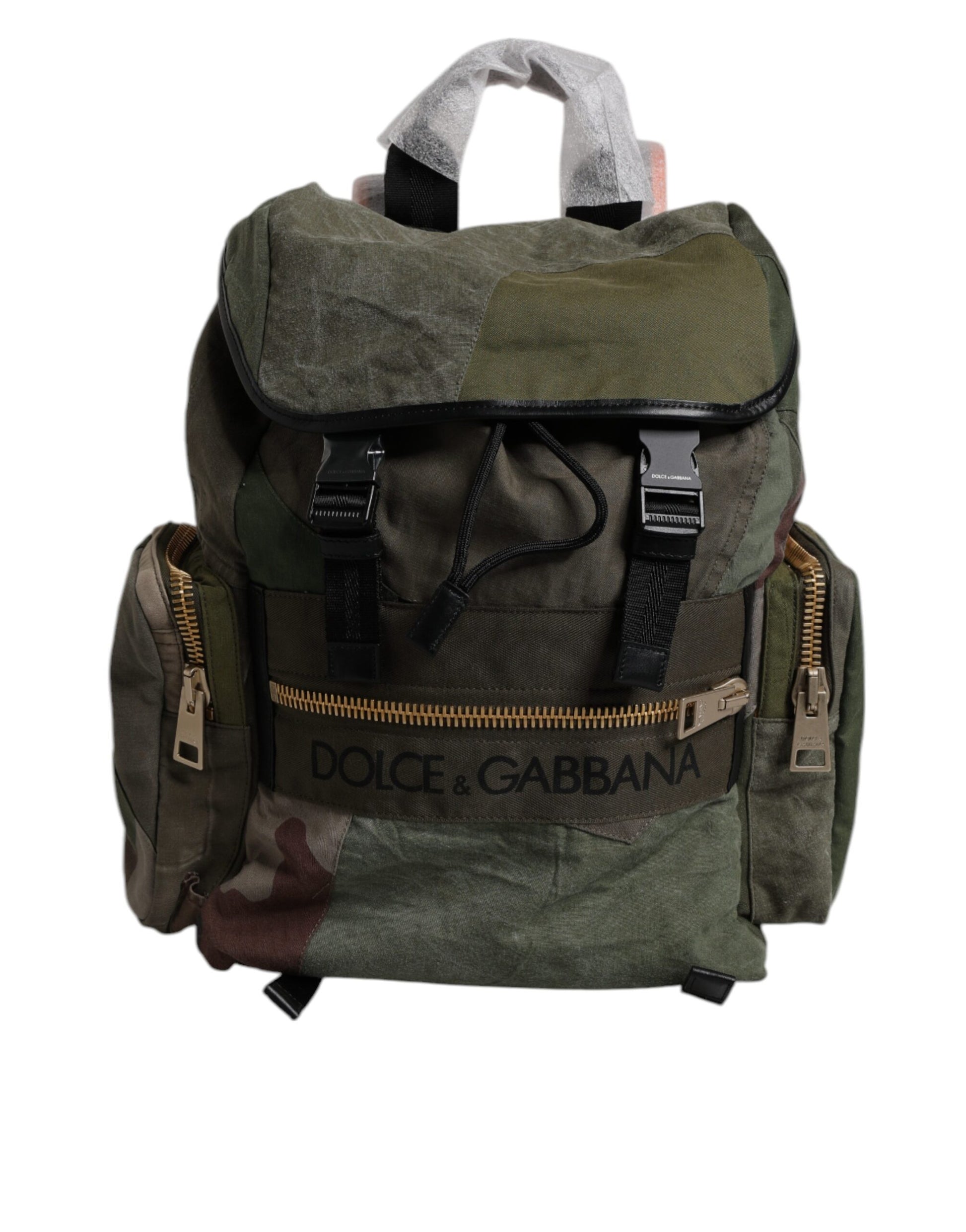 Dolce & Gabbana Military Green Patchwork Travel Backpack Bag - ClickThatClicks 