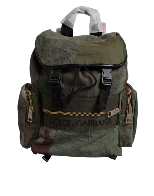 Dolce & Gabbana Military Green Patchwork Travel Backpack Bag - ClickThatClicks 