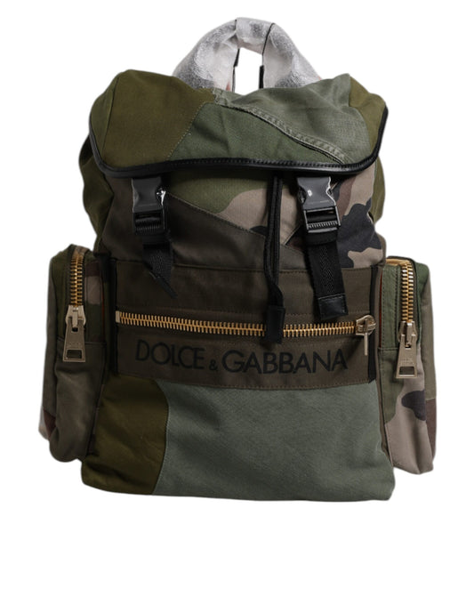 Dolce & Gabbana Military Green Patchwork Travel Backpack Bag - ClickThatClicks 
