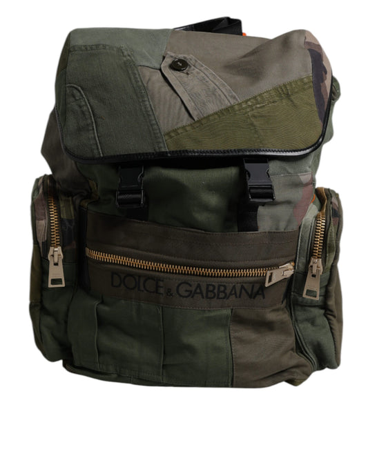 Dolce & Gabbana Military Green Patchwork Travel Backpack Bag - ClickThatClicks 