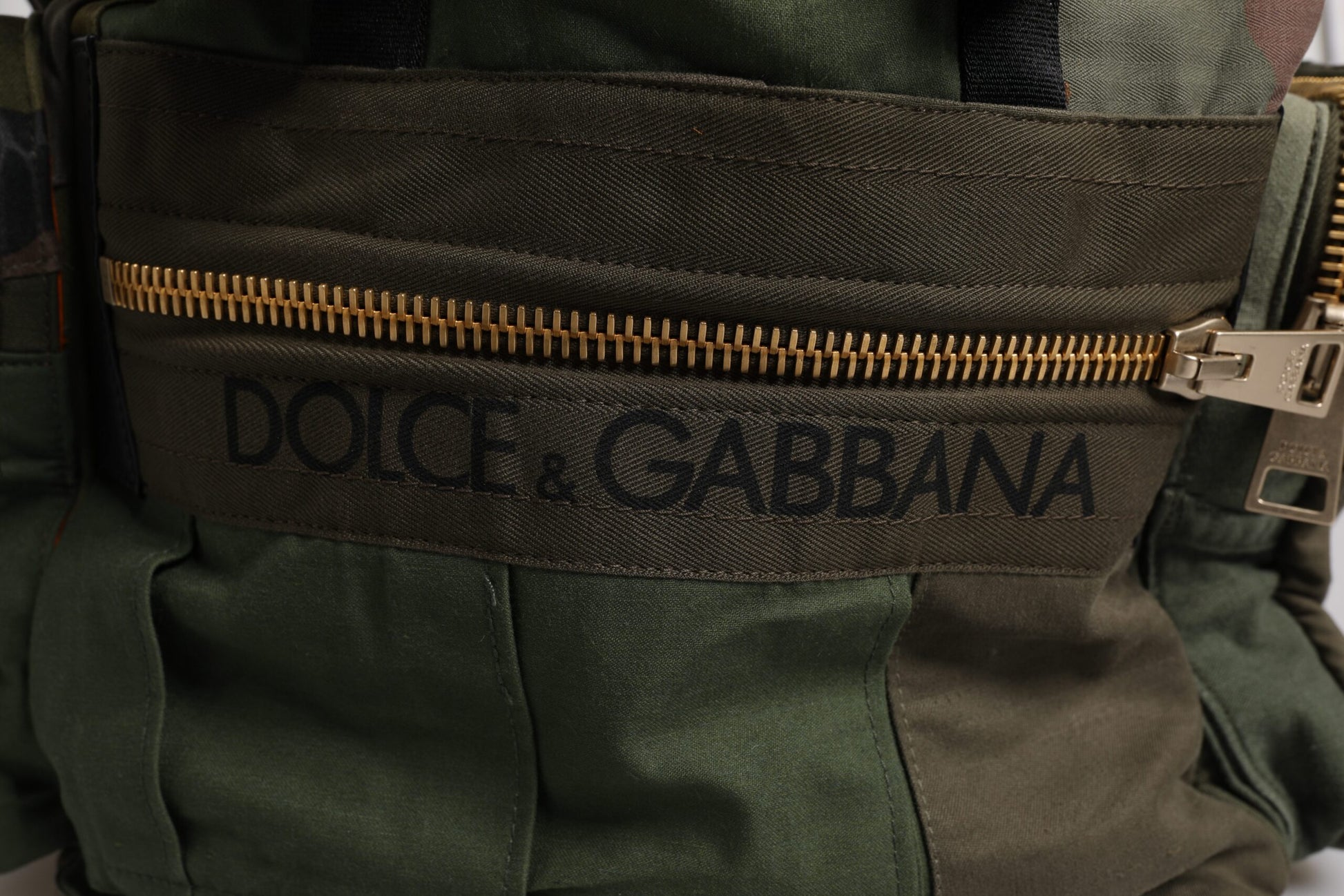 Dolce & Gabbana Military Green Patchwork Travel Backpack Bag - ClickThatClicks 