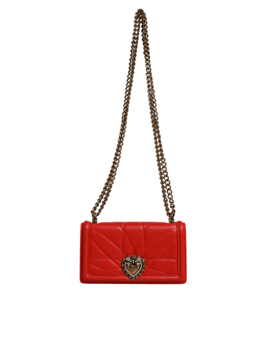 Dolce & Gabbana Red Quilted Devotion Crossbody Chain Phone Cover Bag - ClickThatClicks 