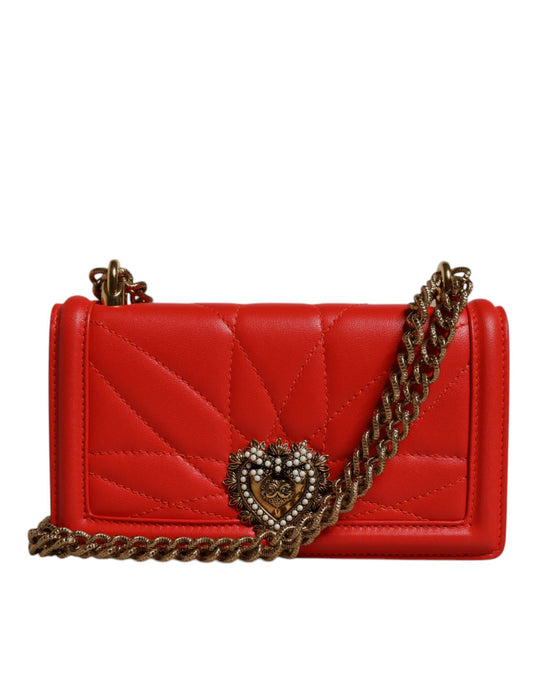 Dolce & Gabbana Red Quilted Devotion Crossbody Chain Phone Cover Bag - ClickThatClicks 