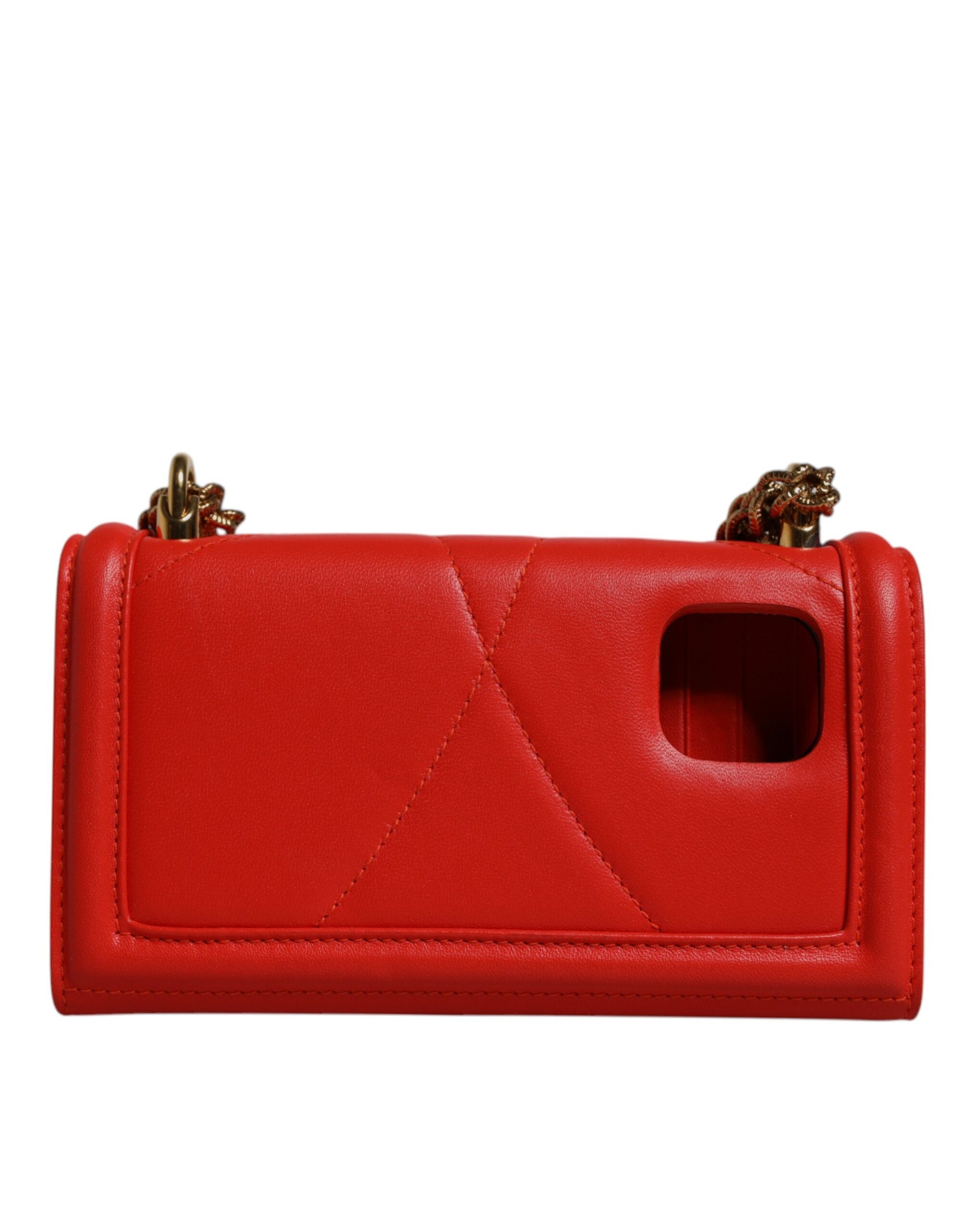 Dolce & Gabbana Red Quilted Devotion Crossbody Chain Phone Cover Bag - ClickThatClicks 