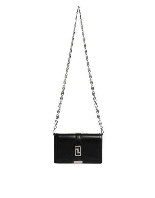 Versace Black Calfskin Leather Chain Strap Shoulder Crossbody Bag - ClickThatClicks 