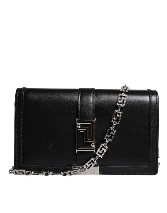 Versace Black Calfskin Leather Chain Strap Shoulder Crossbody Bag - ClickThatClicks 