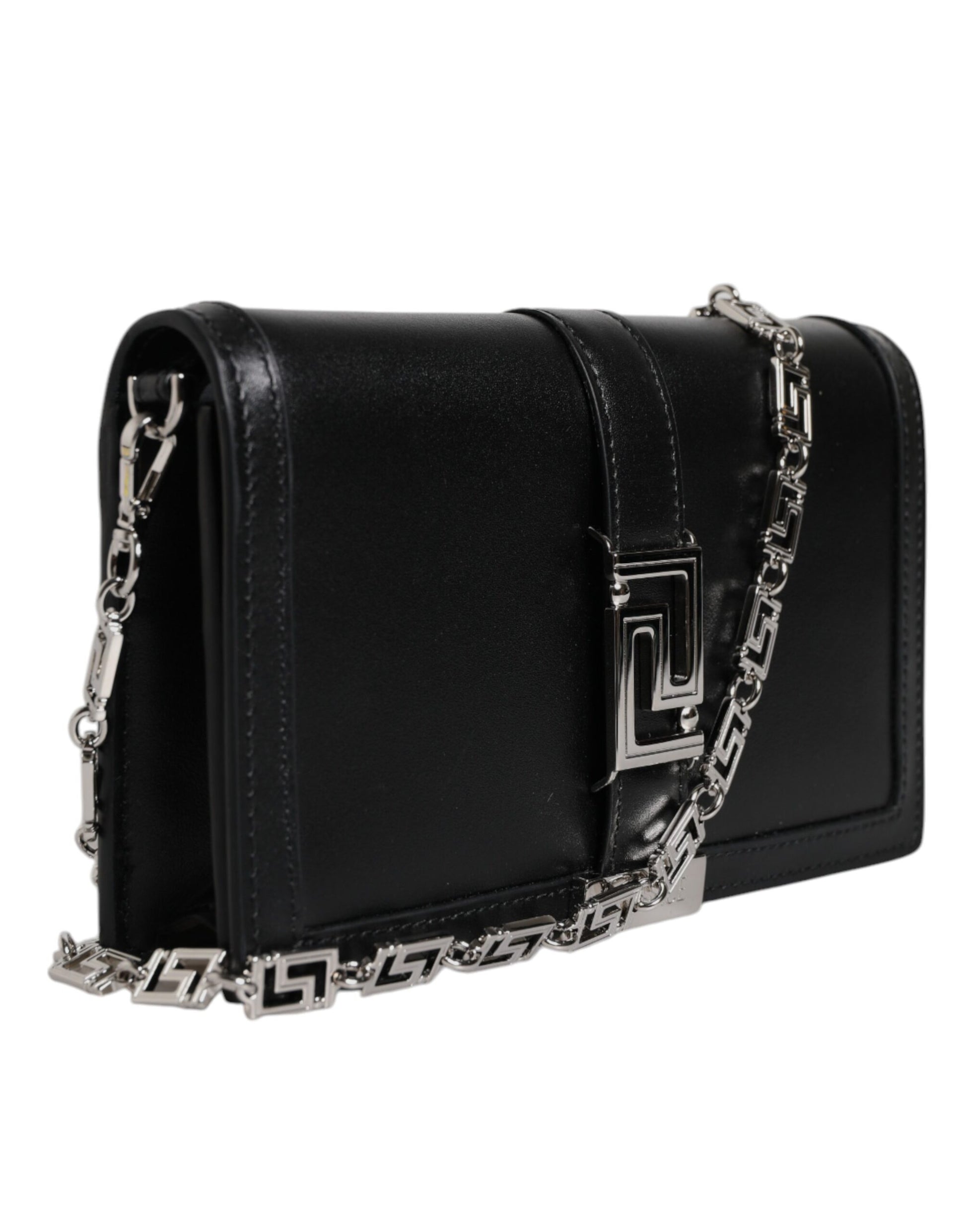 Versace Black Calfskin Leather Chain Strap Shoulder Crossbody Bag - ClickThatClicks 
