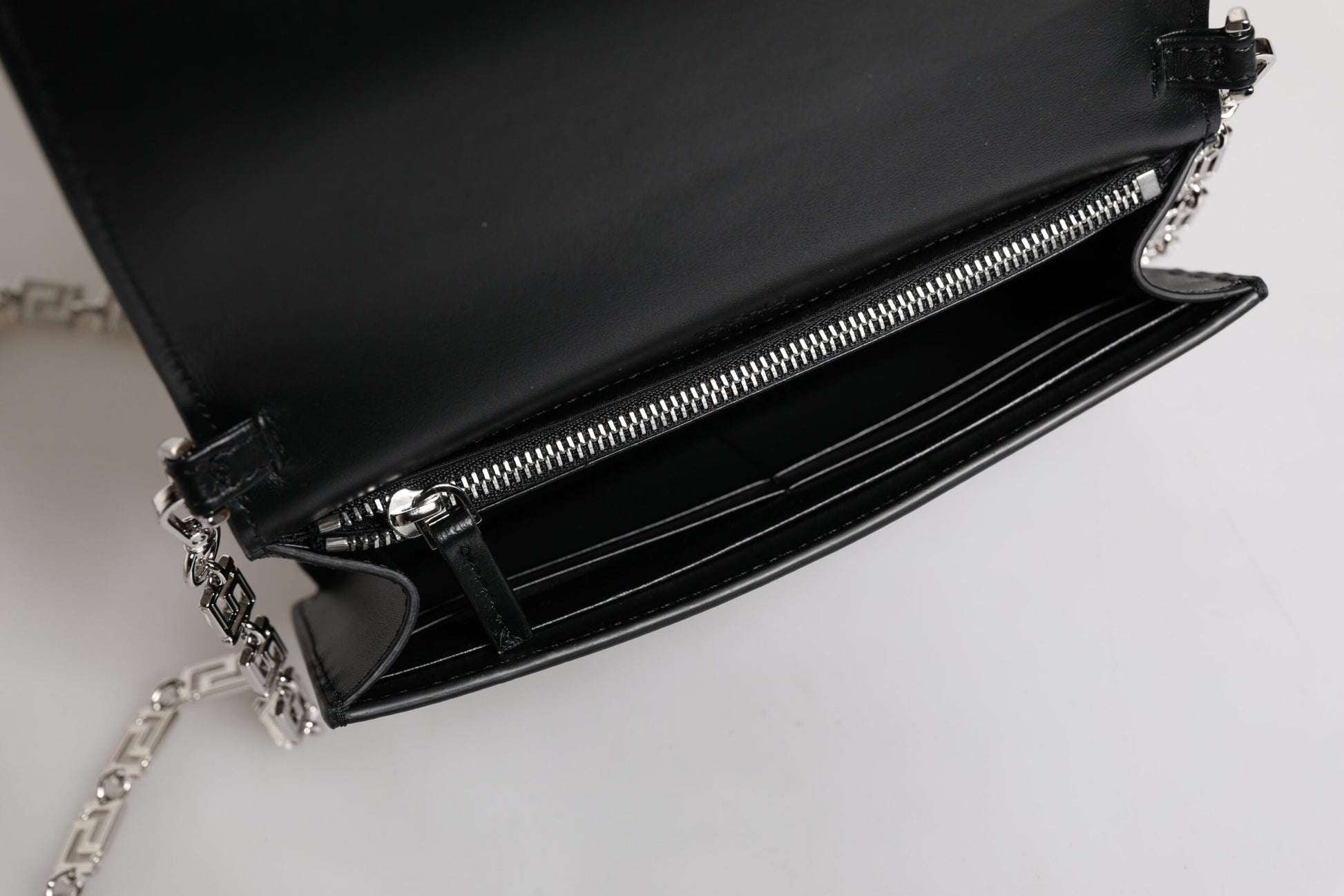 Versace Black Calfskin Leather Chain Strap Shoulder Crossbody Bag - ClickThatClicks 