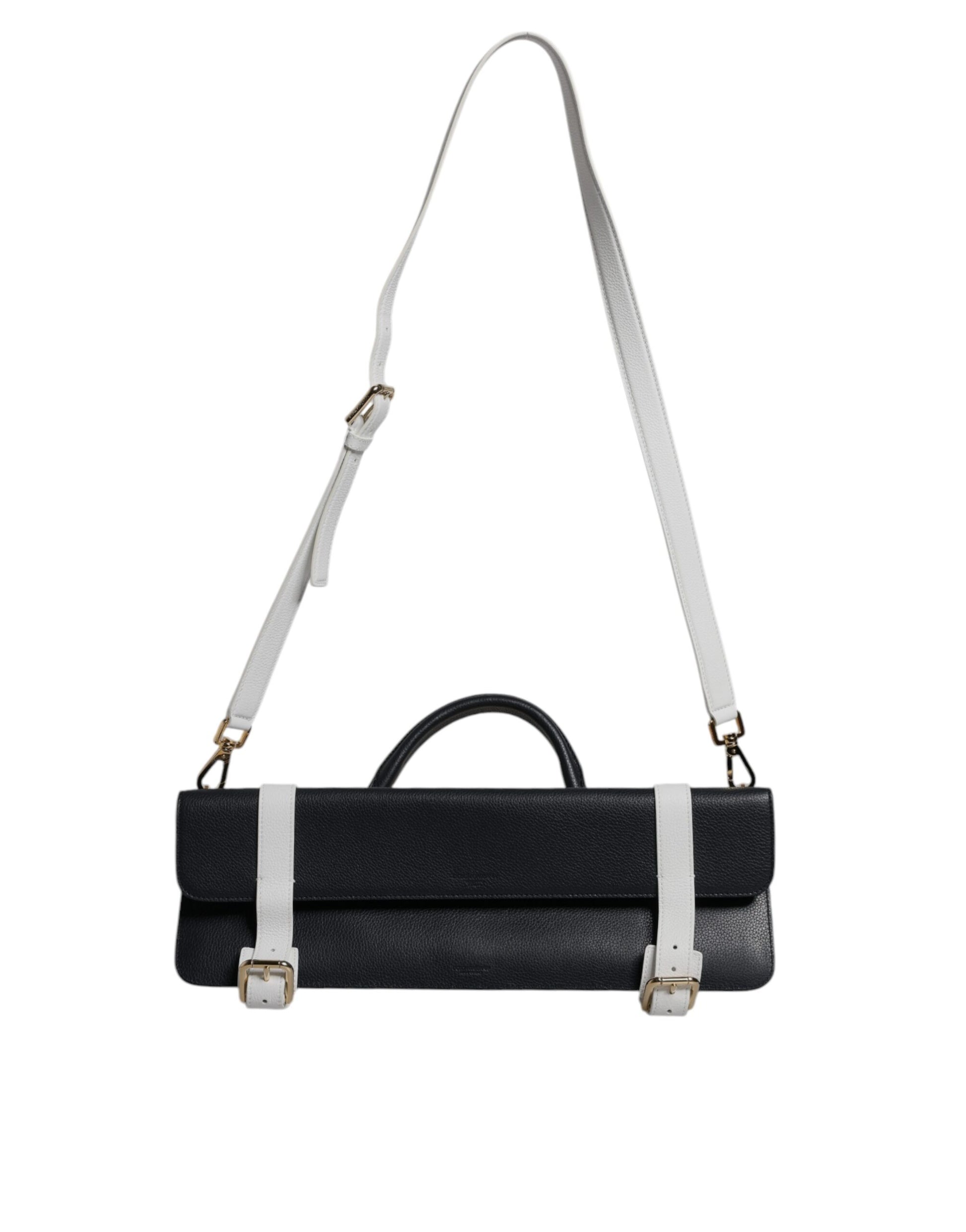 Dolce & Gabbana Blue White Calfskin Leather Crossbody Shoulder Bag - ClickThatClicks 