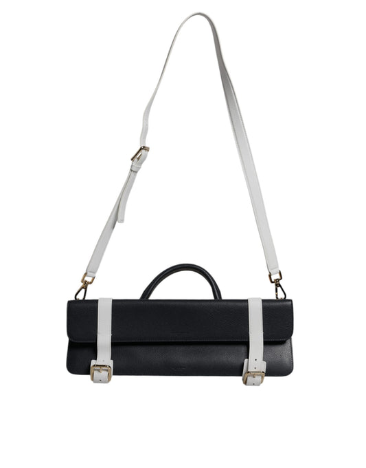 Dolce & Gabbana Blue White Calfskin Leather Crossbody Shoulder Bag - ClickThatClicks 