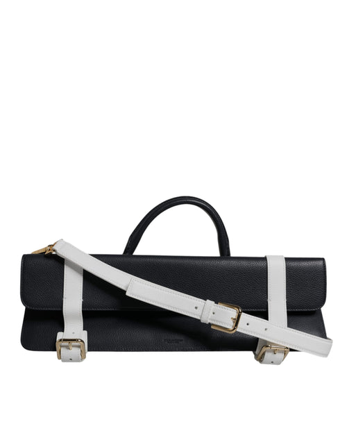 Dolce & Gabbana Blue White Calfskin Leather Crossbody Shoulder Bag - ClickThatClicks 