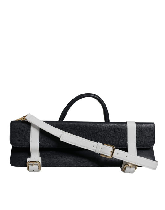 Dolce & Gabbana Blue White Calfskin Leather Crossbody Shoulder Bag - ClickThatClicks 