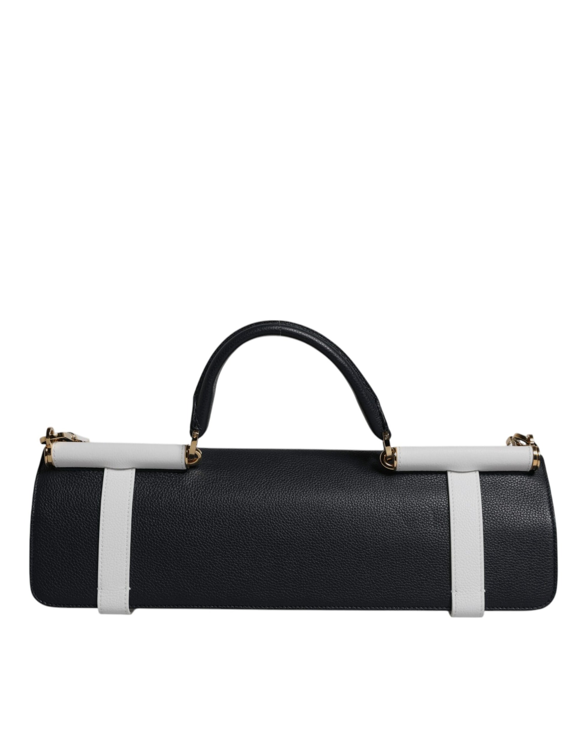 Dolce & Gabbana Blue White Calfskin Leather Crossbody Shoulder Bag - ClickThatClicks 