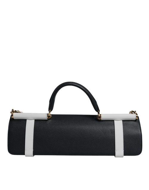 Dolce & Gabbana Blue White Calfskin Leather Crossbody Shoulder Bag - ClickThatClicks 