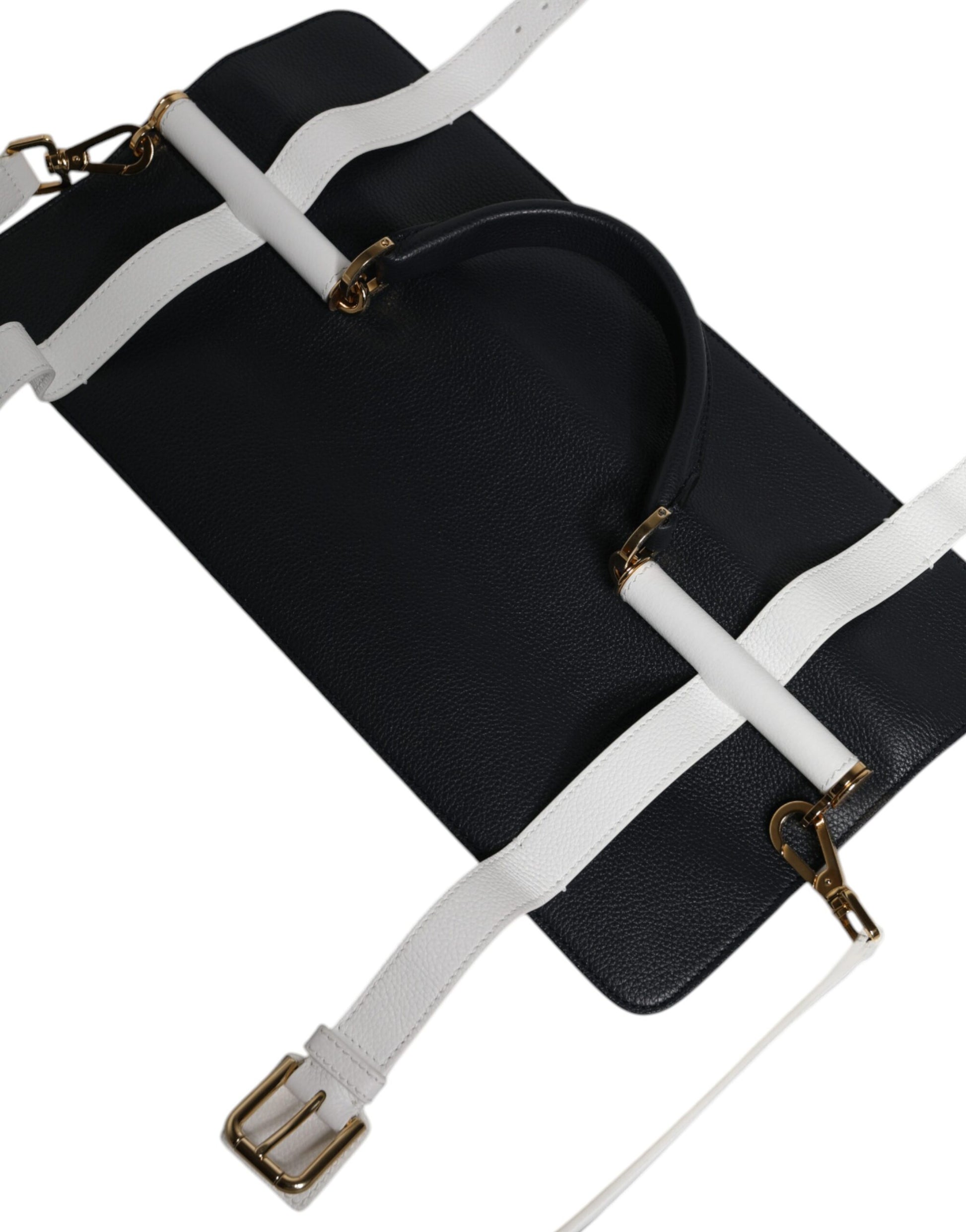 Dolce & Gabbana Blue White Calfskin Leather Crossbody Shoulder Bag - ClickThatClicks 