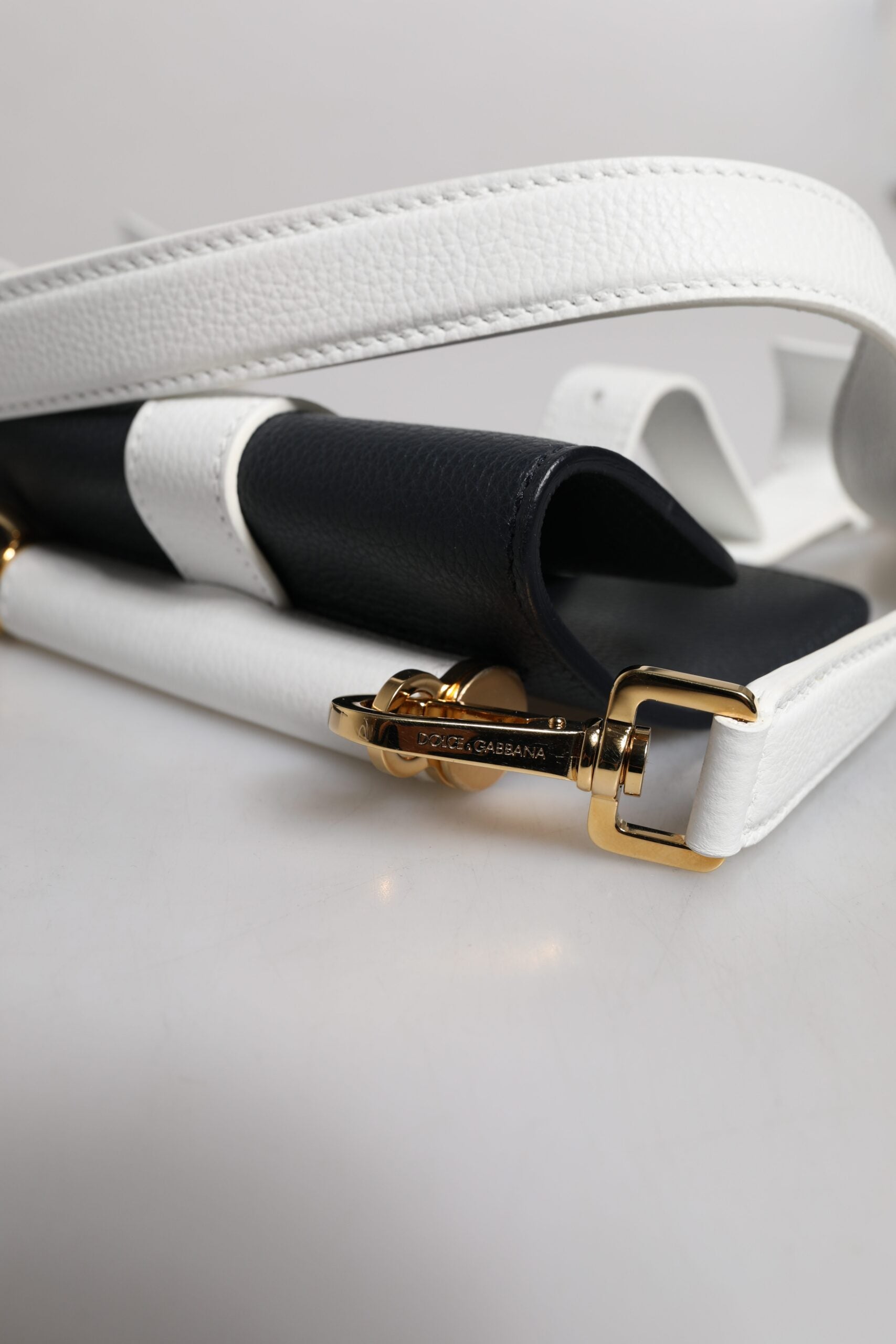 Dolce & Gabbana Blue White Calfskin Leather Crossbody Shoulder Bag - ClickThatClicks 