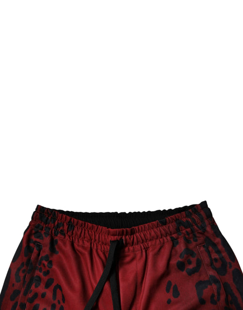 Dolce & Gabbana Red Leopard Print Polyester Men Jogger Pants - ClickThatClicks 