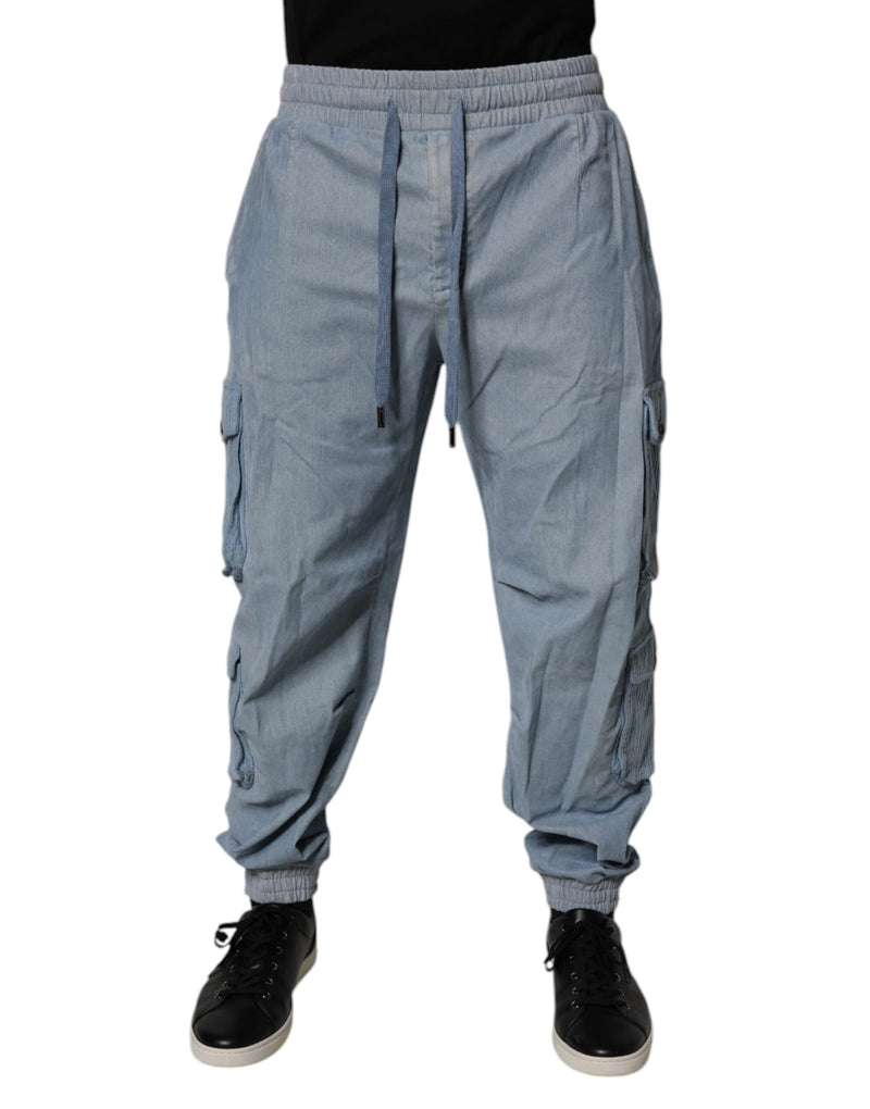 Dolce & Gabbana Light Blue Cotton Jogger Cargo Men Denim Pants
