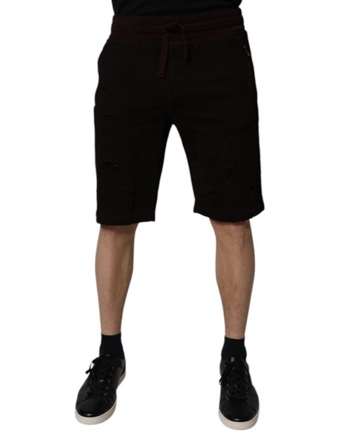 Dolce & Gabbana Maroon Cotton Sweatshorts Men Bermuda Shorts - ClickThatClicks 