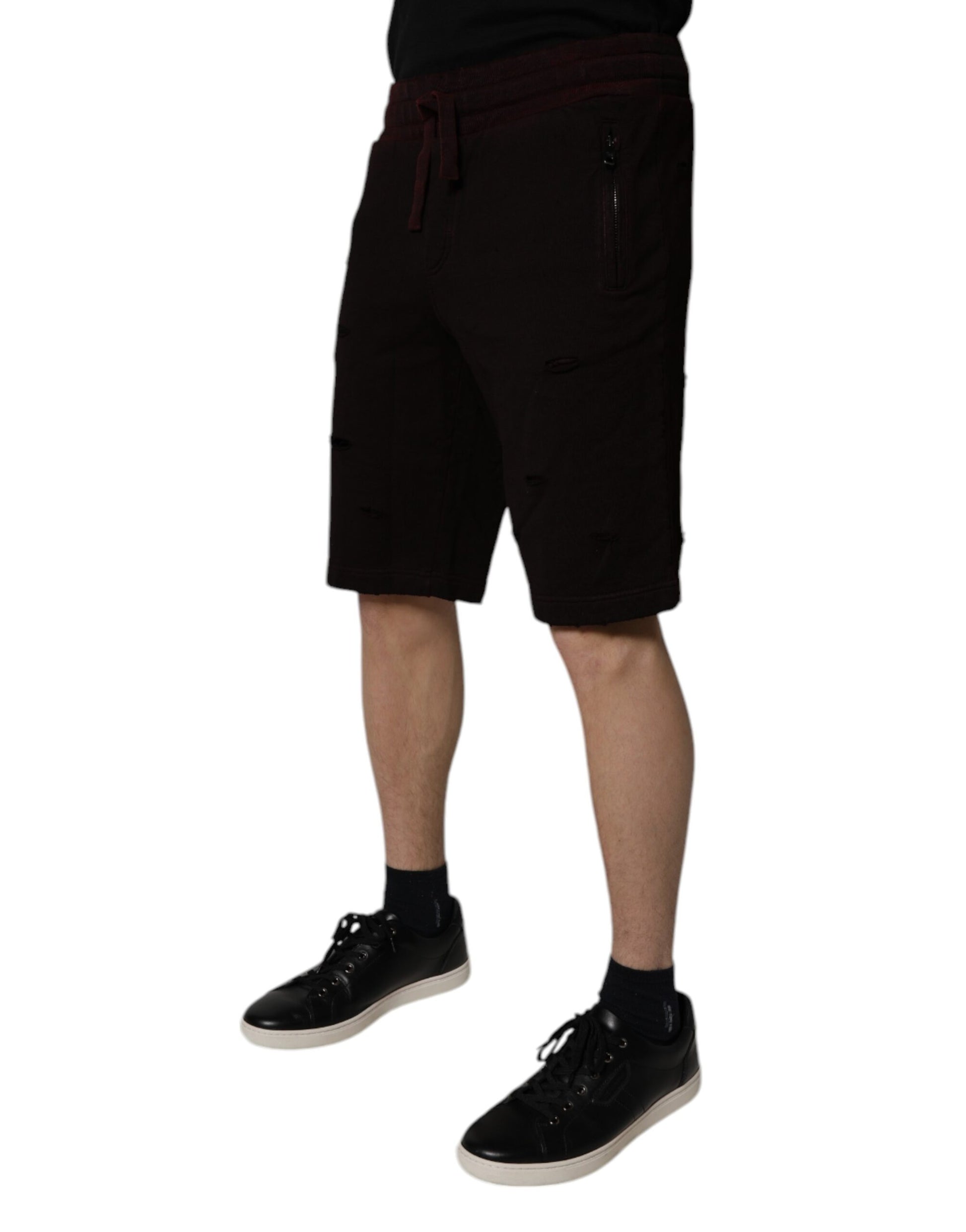 Dolce & Gabbana Maroon Cotton Sweatshorts Men Bermuda Shorts - ClickThatClicks 