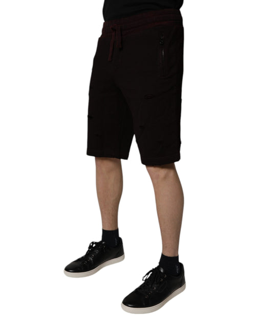 Dolce & Gabbana Maroon Cotton Sweatshorts Men Bermuda Shorts - ClickThatClicks 