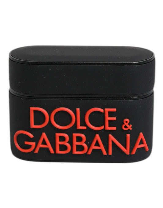 Dolce & Gabbana Black Orange Silicone Embossed Logo Airpods Case - ClickThatClicks 