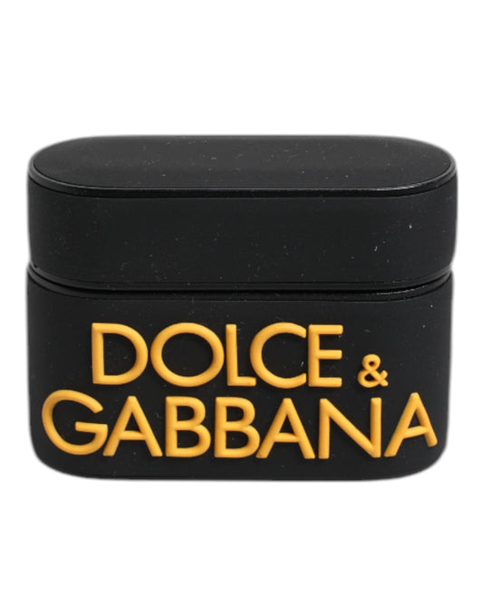 Dolce & Gabbana Black Yellow Silicone Embossed Logo Airpods Case - ClickThatClicks 