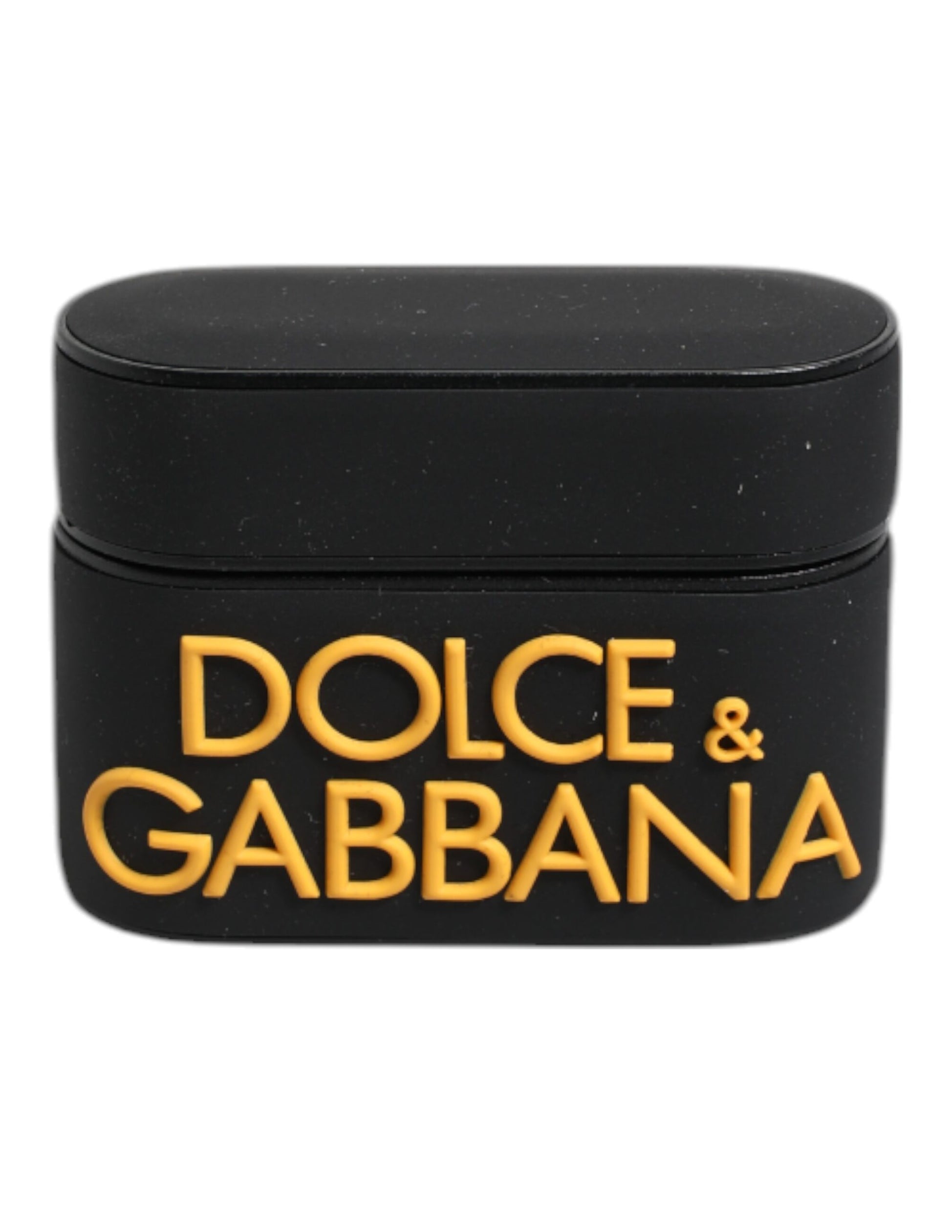 Dolce & Gabbana Black Yellow Silicone Embossed Logo Airpods Case - ClickThatClicks 