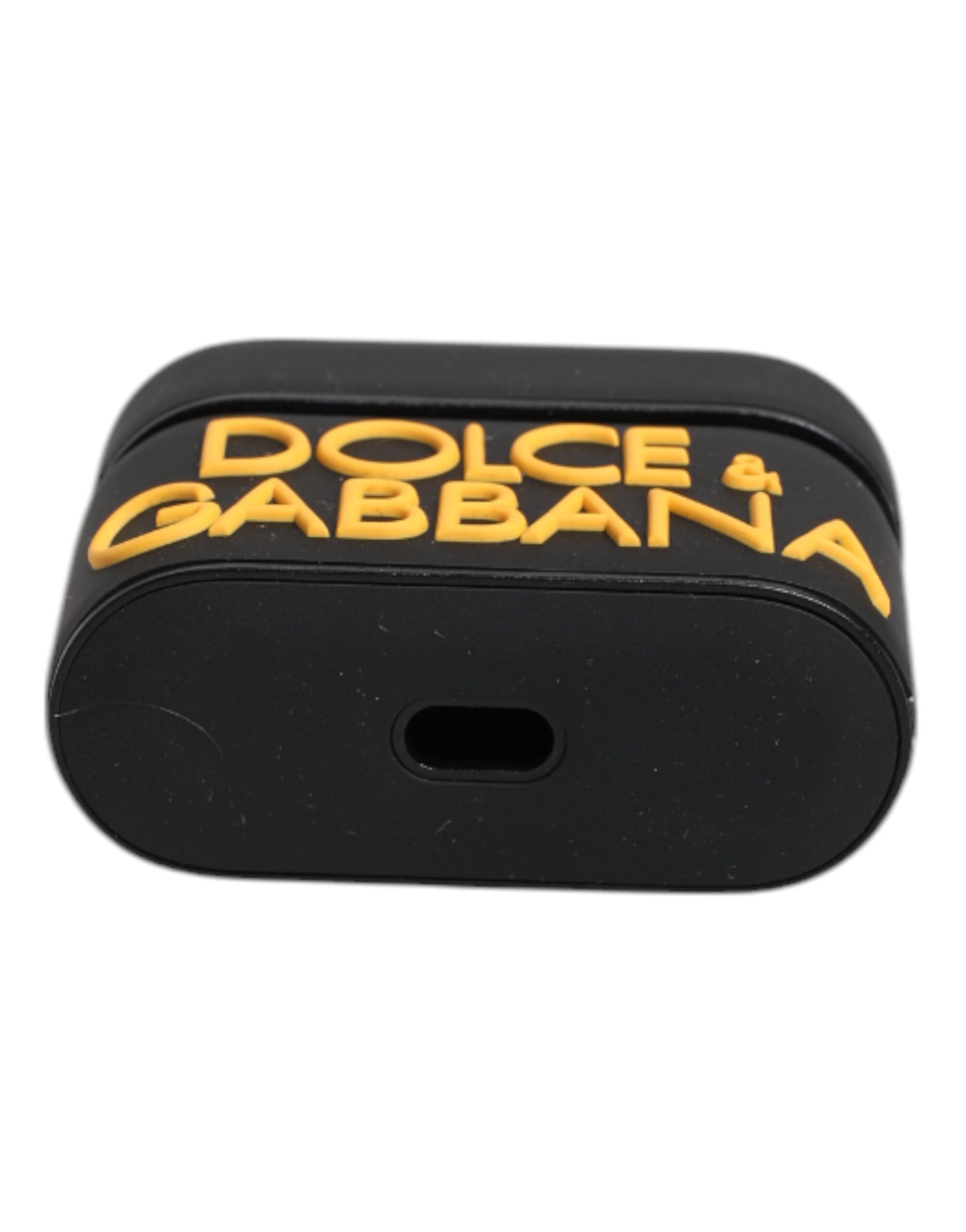 Dolce & Gabbana Black Yellow Silicone Embossed Logo Airpods Case - ClickThatClicks 