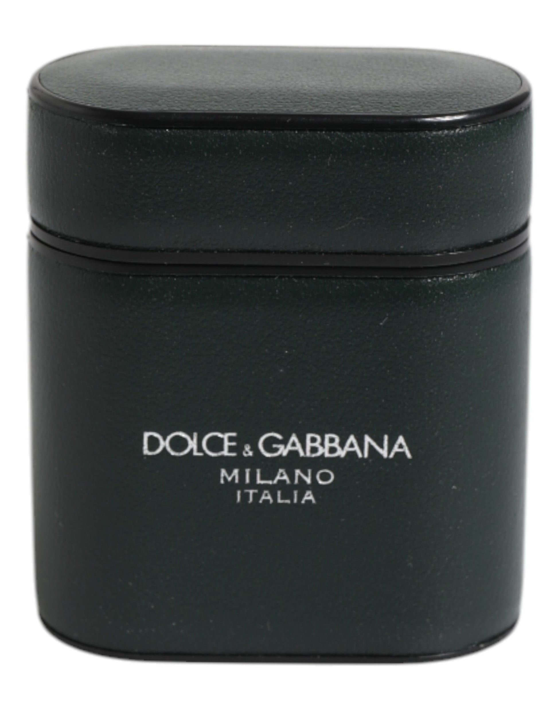 Dolce & Gabbana Green Calfskin Leather Logo Print Flip Holder Airpods Case - ClickThatClicks 