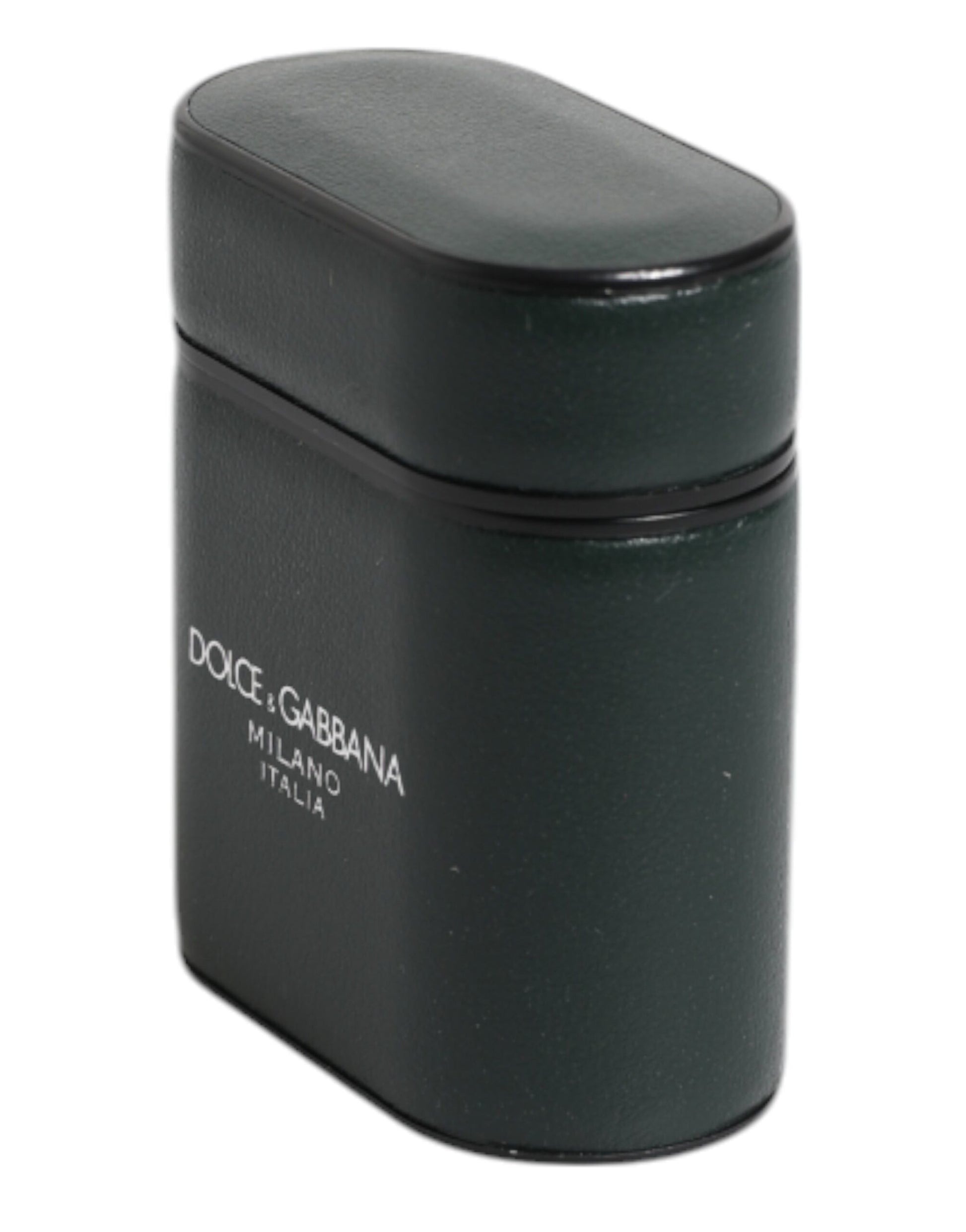 Dolce & Gabbana Green Calfskin Leather Logo Print Flip Holder Airpods Case - ClickThatClicks 