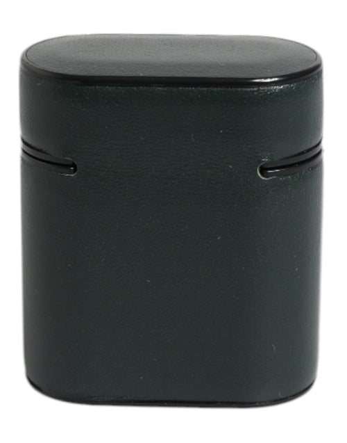 Dolce & Gabbana Green Calfskin Leather Logo Print Flip Holder Airpods Case - ClickThatClicks 