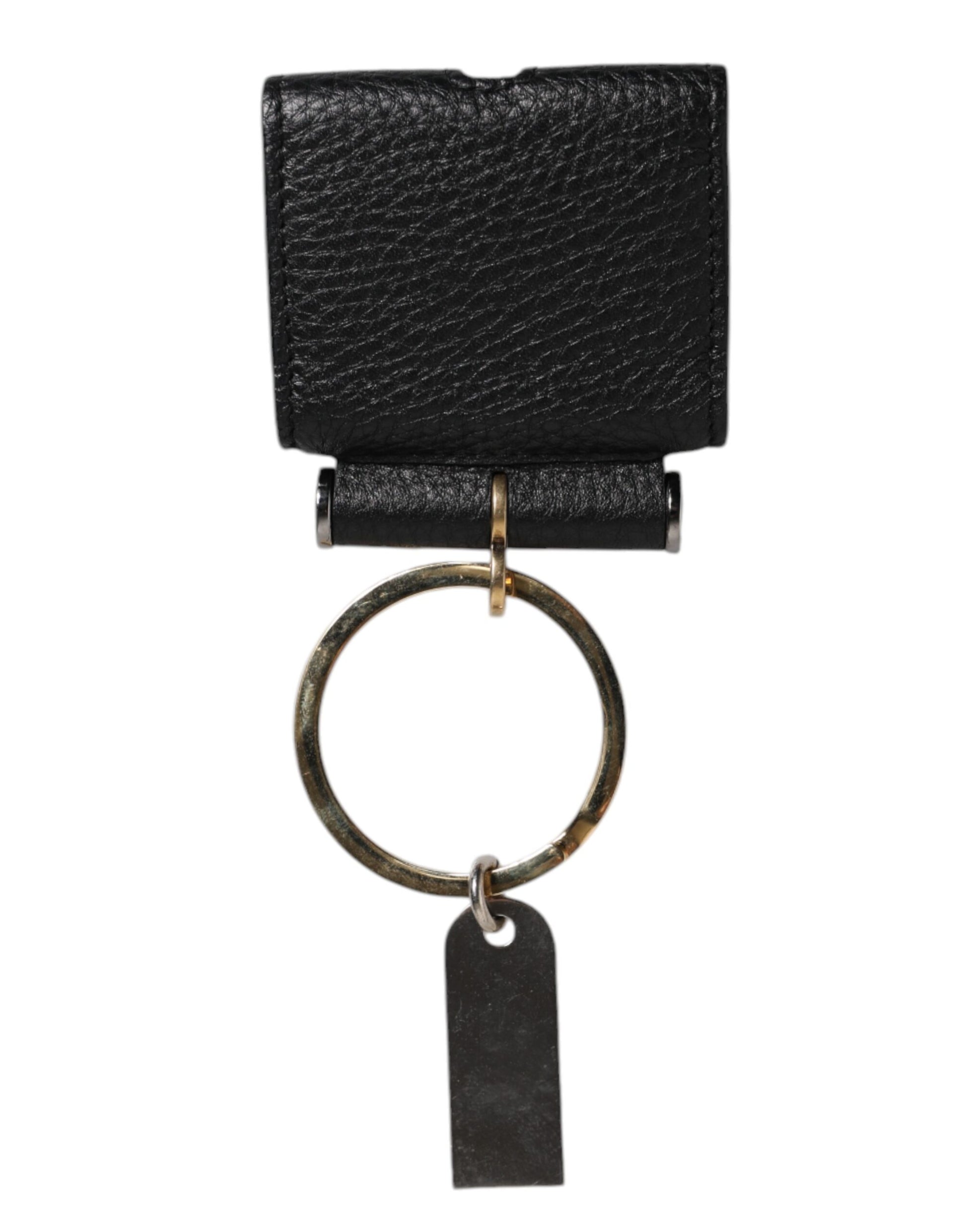 Dolce & Gabbana Black Leather Strap Gold Metal Logo Plaque Airpods Case - ClickThatClicks 