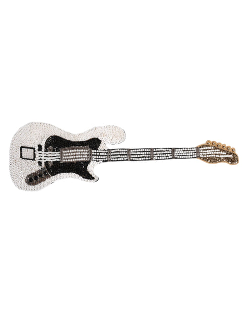 Dolce & Gabbana Gold Brass Logo Beaded Guitar Pin Brooch - ClickThatClicks 