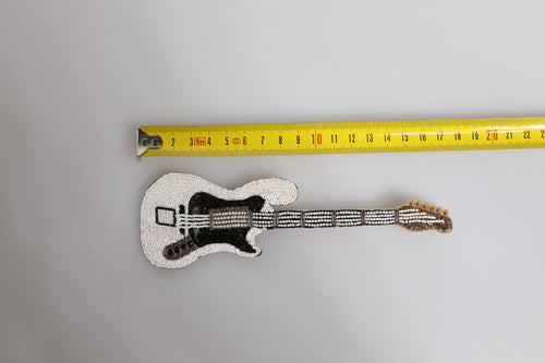 Dolce & Gabbana Gold Brass Logo Beaded Guitar Pin Brooch - ClickThatClicks 