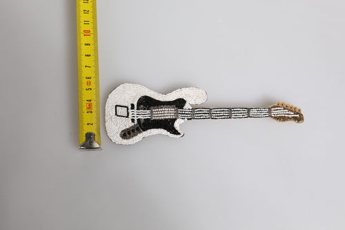 Dolce & Gabbana Gold Brass Logo Beaded Guitar Pin Brooch - ClickThatClicks 