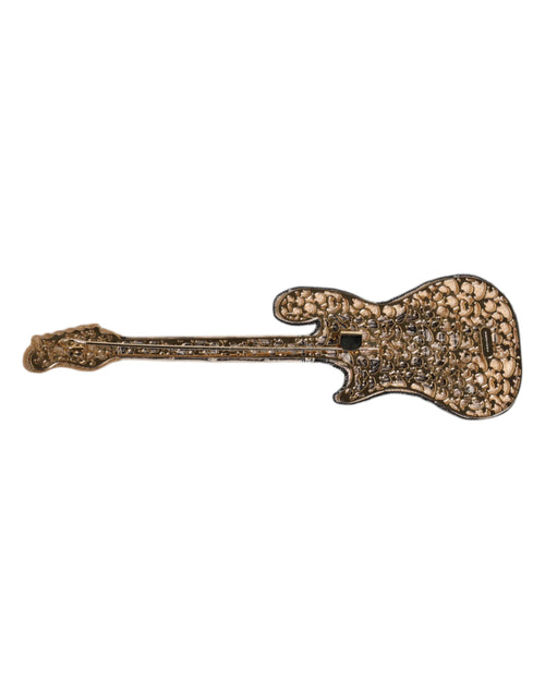 Dolce & Gabbana Gold Brass Logo Beaded Guitar Pin Brooch - ClickThatClicks 