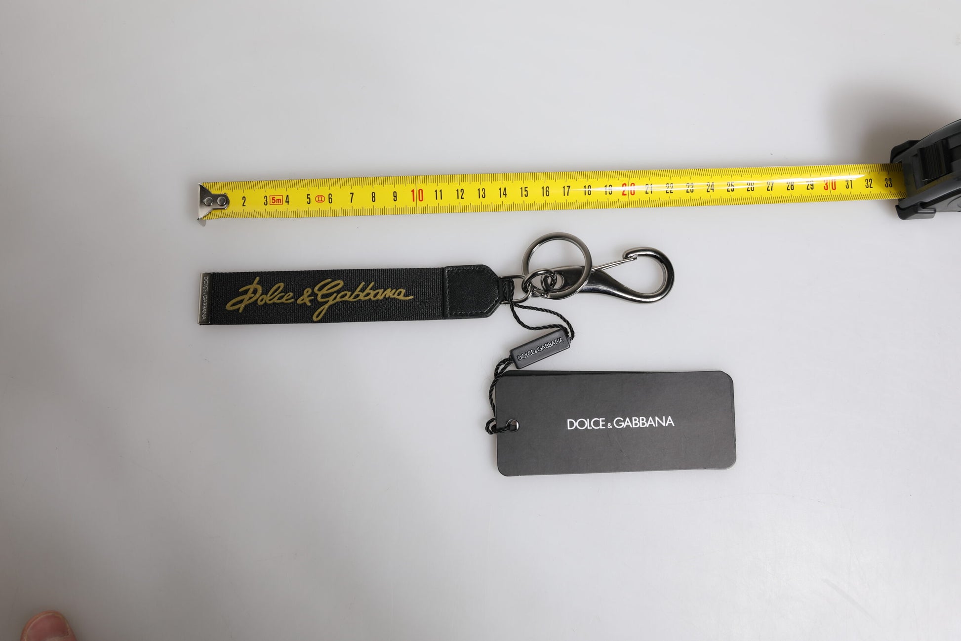 Dolce & Gabbana Black Logo Nylon Silver Brass Men Holder Keychain Keyring - ClickThatClicks 