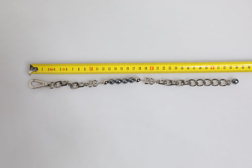 Dolce & Gabbana Silver Tone Chain Lobster Clasp Logo Gray Pearls Bracelet - ClickThatClicks 