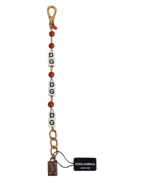 Dolce & Gabbana Multicolor Gold Tone Brass Chain DG Logo Dice Bracelet - ClickThatClicks 